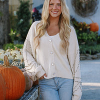 Gunmetal Pearl Embellished Cardigan