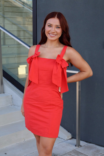 Red Bow Detail Dress