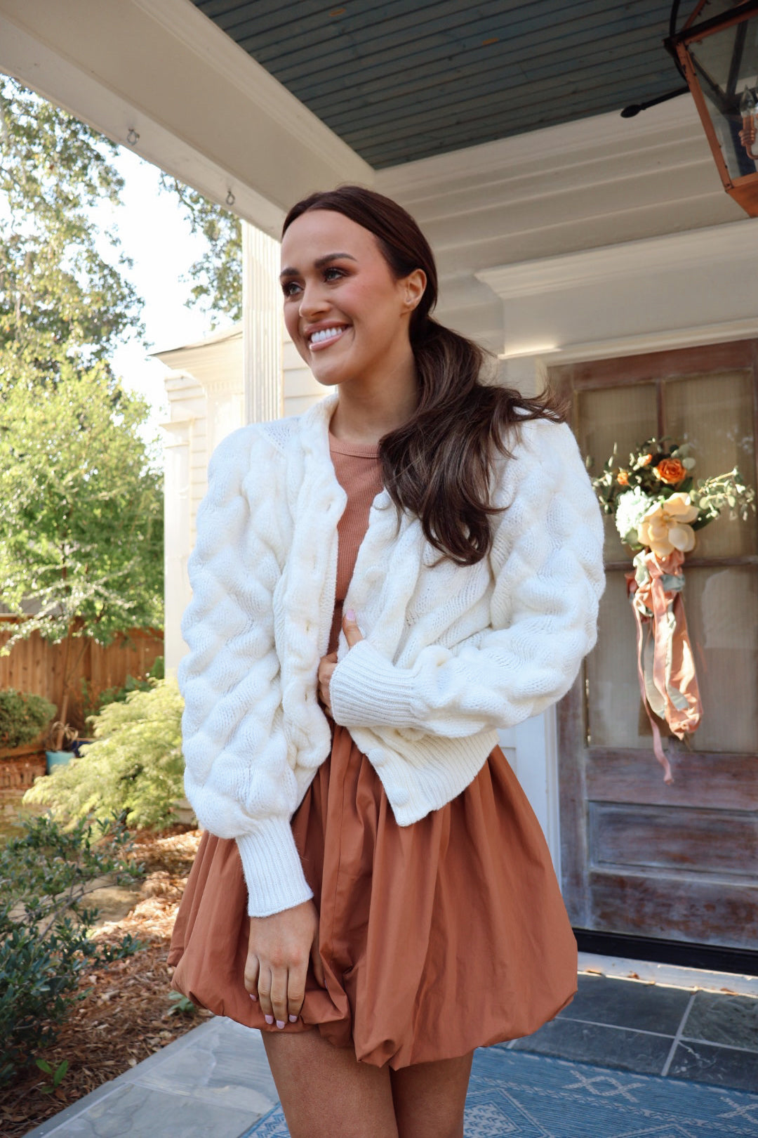 Ivory Textured Cardigan