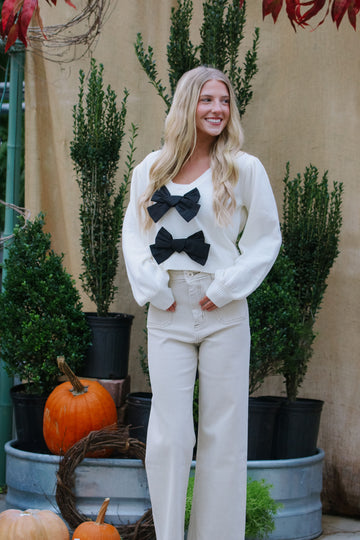 Cream Bow Sweater