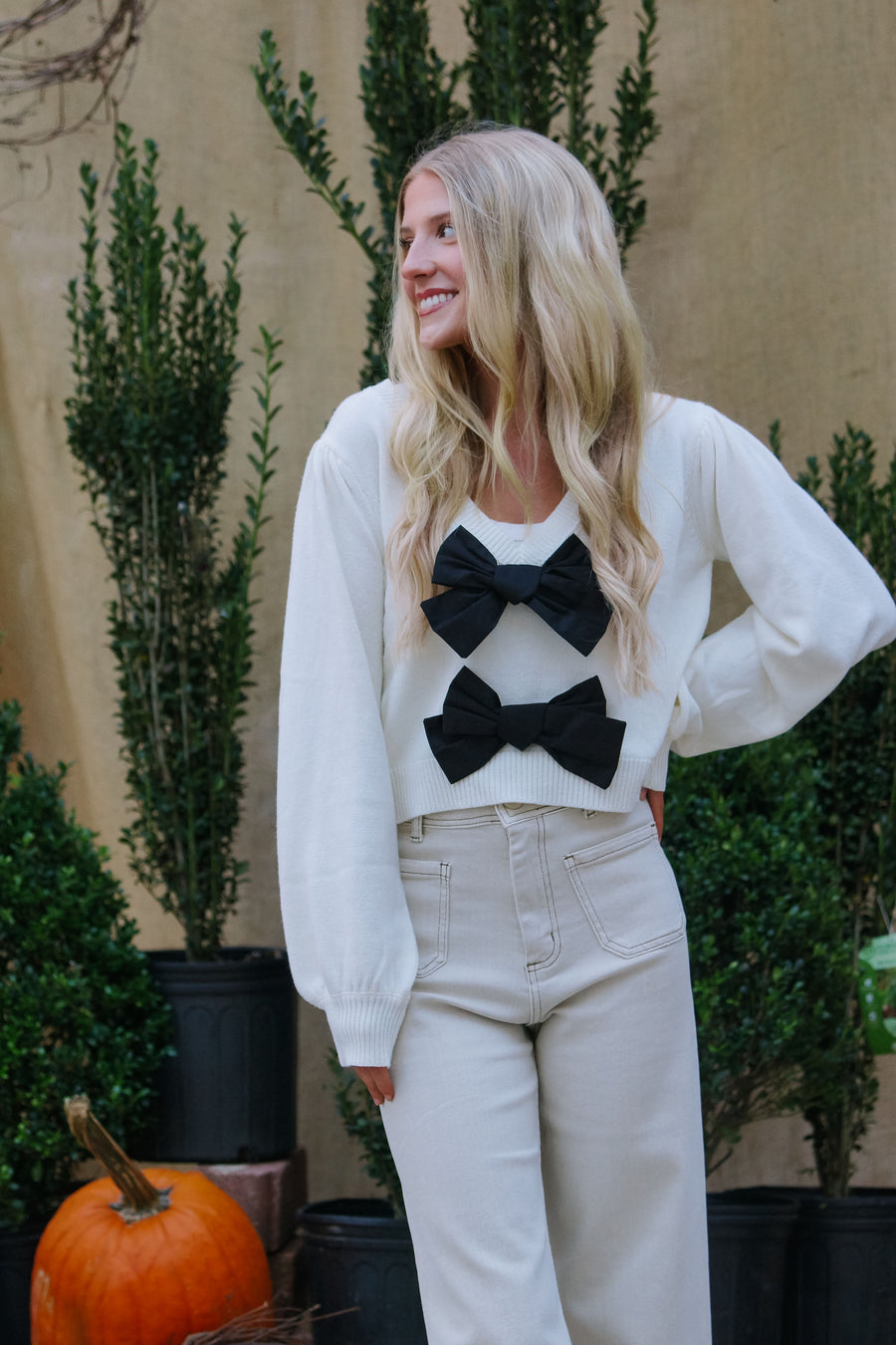 Cream Bow Sweater