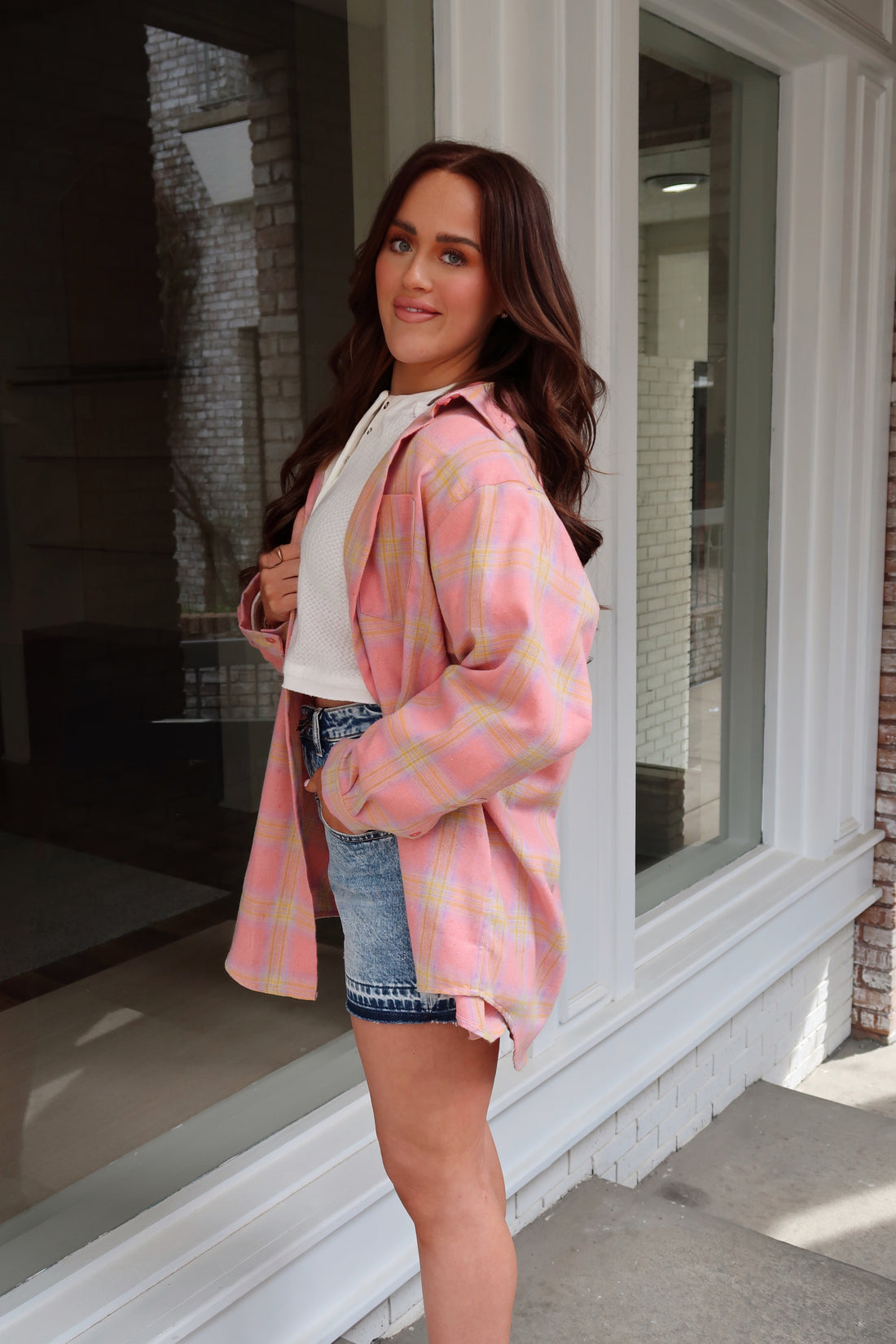 Bring on the Spring Flannel, Pink Plaid Jacket