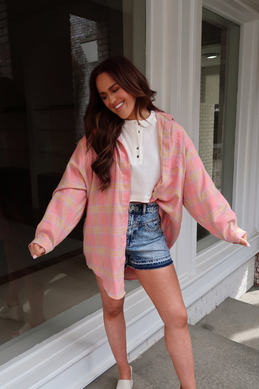 Bring on the Spring Flannel, Pink Plaid Jacket